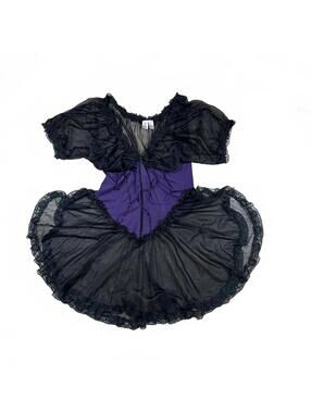 Lingerie Dress  Black and Purple Mesh Vintage